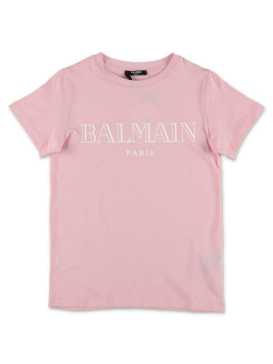 Balmain Kids Logo Print Crewneck T-shirt