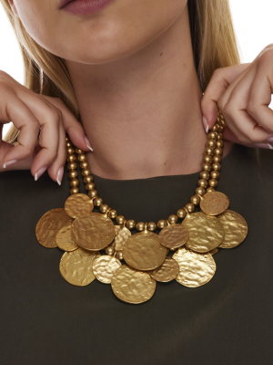 16" Satin Gold Coin Necklace With Hook Clasp