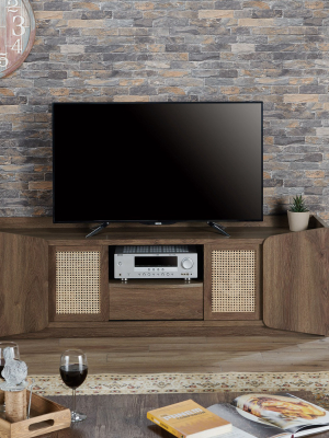 80" Aide Storage Tv Stand Distressed Walnut - Mibasics