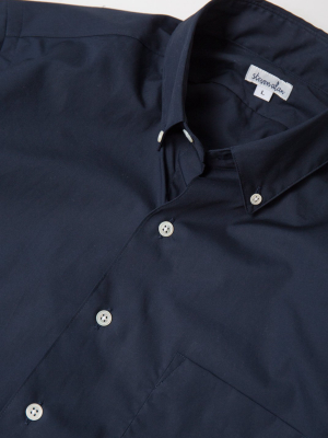 Short Sleeve Single Needle Shirt, Navy Poplin