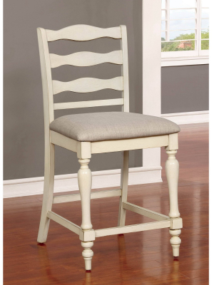 Set Of 2 Essen Rustic Cushioned Counter Height Dining Chair White - Iohomes