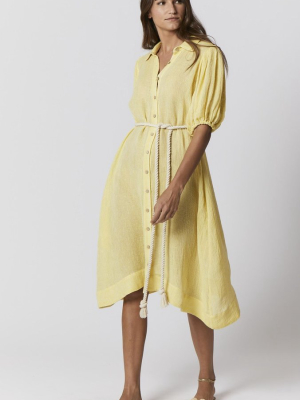 Yellow Chios Gauze Shirt Dress