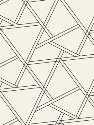 Railroad Geometric Peel-and-stick Wallpaper In Pearl Shimmer And Ebony By Nextwall