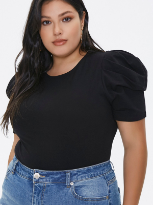 Plus Size Puff-sleeve Top