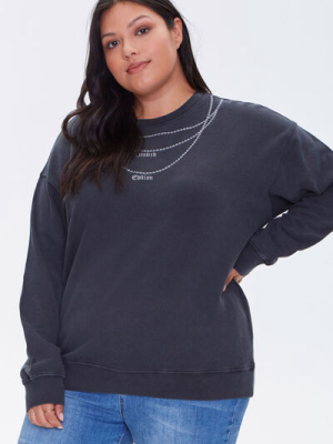 Plus Size Embroidered Pullover