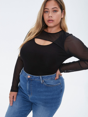 Plus Size Sheer Combo Top