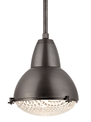 Hudson Valley Lighting Belmont Pendant - Old Bronze & Clear Ribbed Outside