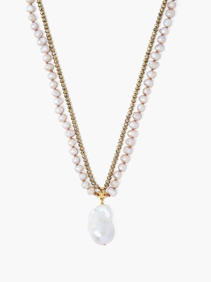 White Pearl Mix Baroque Pendant Necklace