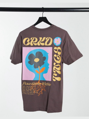 Crooked Tongues Oversized T-shirt With Peace Logo Print
