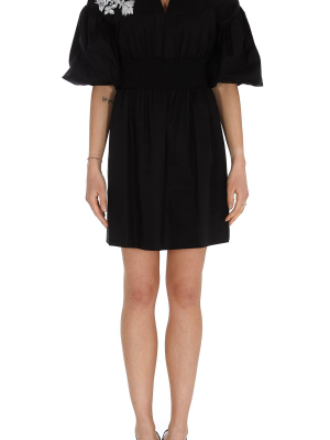 Twinset Embroidered V-neck Mini Dress