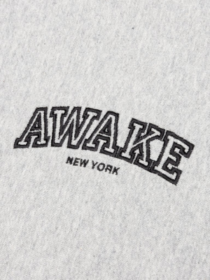 Awake Blocked Logo Hoodie With Stripe Rib - Grey