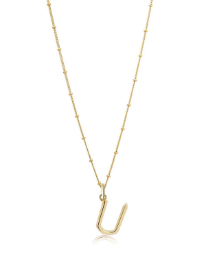 U Initial Necklace - Gold