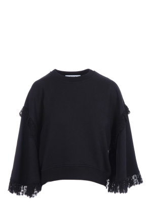 Msgm Lace Trim Crewneck Sweatshirt