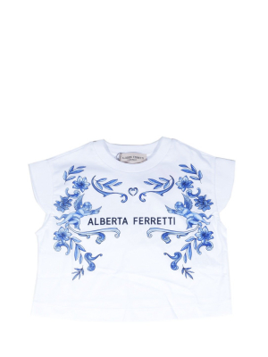 Alberta Ferretti Kids Logo Print Crewneck T-shirt