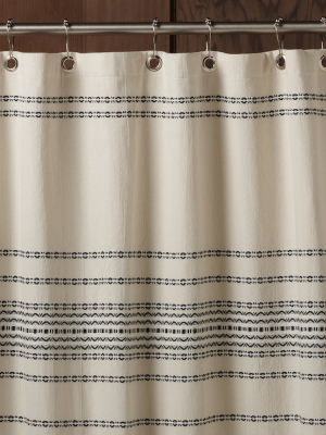 Rippled Stripe Shower Curtain - Ivory With Black