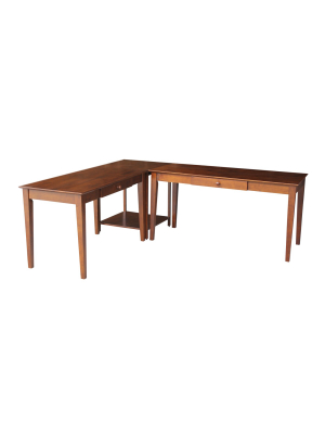 Basic Desk And Larger Desk With Connecting Table Brown - International Concepts