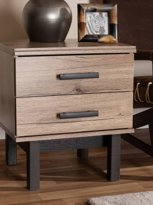 Arend Two-tone Oak And Wood 2 Drawer End Table Brown - Baxton Studio