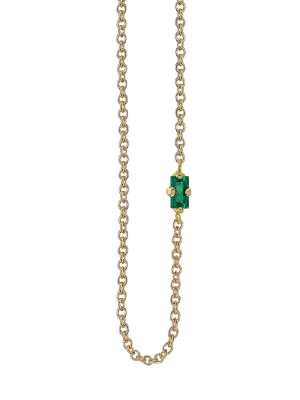 Emerald Baguette Floating Necklace