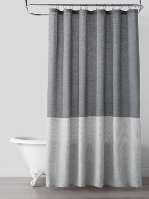 Textured Colorblock Shower Curtain Railroad Gray - Hearth & Hand™ With Magnolia