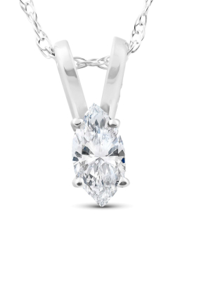 Pompeii3 1/8ct Fancy Marquise Diamond Solitaire Pendant 14k White Gold