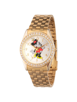 Women's Disney Minnie Mouse Gold Alloy Glitz Watch - Gold