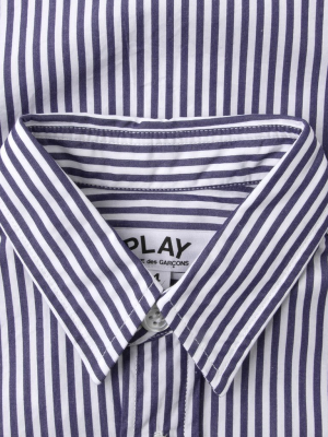 Comme Des Garcons Play Kid's Striped Shirt - White/blue