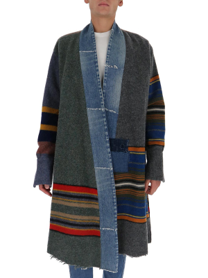 Greg Lauren Striped Denim Coat