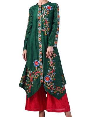 Asymmetric Embroidered Kurta & Palazzo