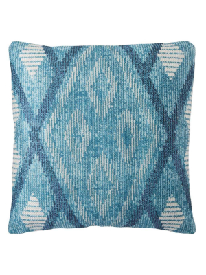 Jaipur Groove By Nikki Chu Indoor/outdoor Pillow - Tribal Blue/white