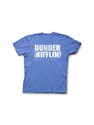 Men's The Office Dunder Mifflin Short Sleeve Graphic T-shirt - Royal Blue