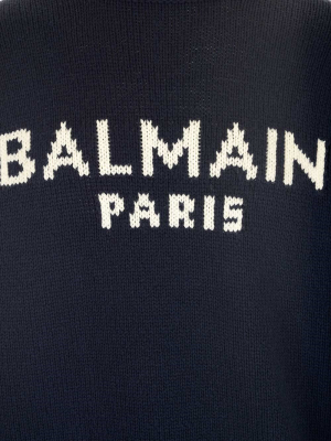 Balmain Logo Intarsia Knit Sweater