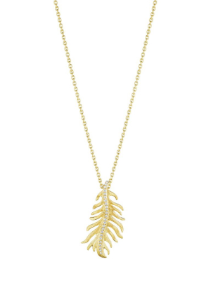 Phoenix Feather Center Pavé Necklace - Small