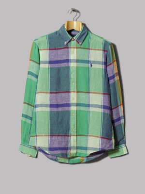 Polo Ralph Lauren Button Down Sport Shirt (green / Blue Multi)