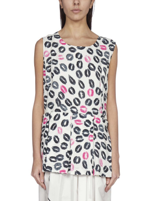 Marni Lip Printed Sleeveless Blouse