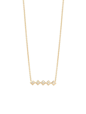 14k 5 Horizontal Princess Diamond Necklace