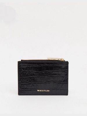 Whistles Croc Embossed Coin Purse In Black