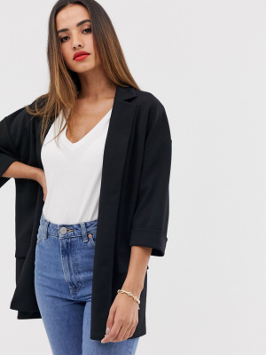 Asos Design Easy Relaxed Blazer In Textured Jersey