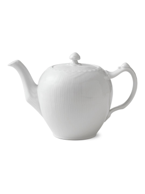White Fluted Half Lace Teapot