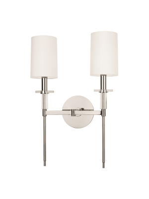 Amherst 2 Light Wall Sconce Polished Nickel