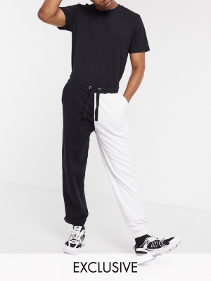 Collusion Spliced Sweatpants In Black & White