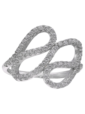 Women's Pave Cubic Zirconia Swirl Ring In Sterling Silver - Clear/gray (size 8)