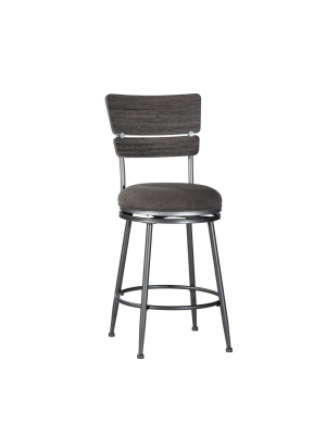 Melange Wood Back Swivel Counter Height Stool Charcoal - Hillsdale Furniture