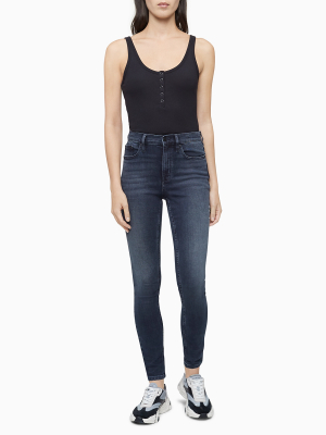 Skinny Fit High Rise Sapphire Blue Long Jeans