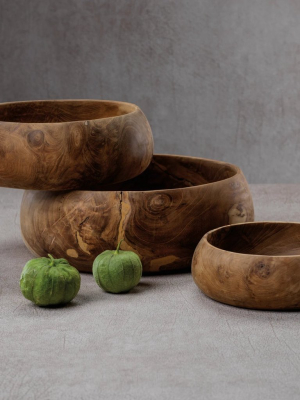 Bali Teak Wood Bowls - Set Of 3