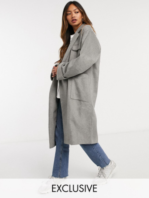 Native Youth Relaxed Long Line Coat With Patch Pockets