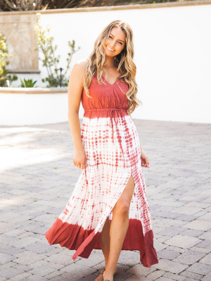 Tie-dye Maxi Dress - Maroon