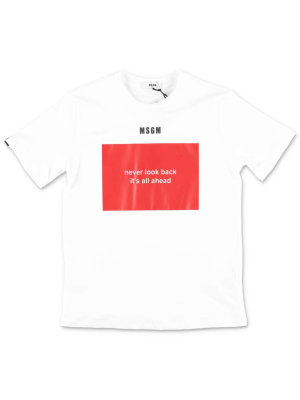 Msgm Kids Slogan Print Crewneck T-shirt