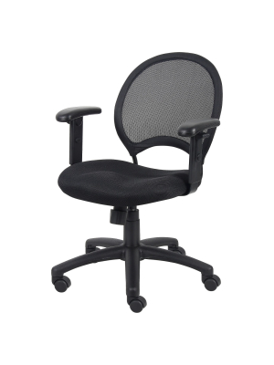 Mesh Chair With Adjustable Arms Black - Boss Office Products