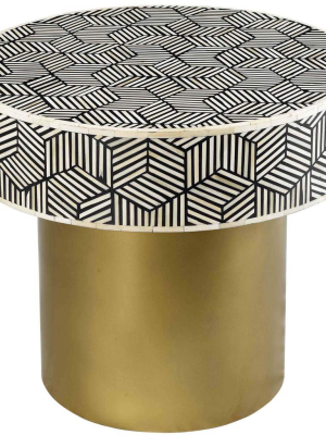 Bone Inlay Round Side Table