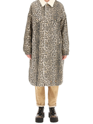 R13 Lyle Leopard-printed Drop Shoulder Coat